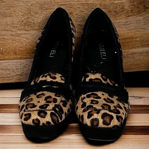 Vaneli Womens 7.5 Calf Fur Leopard Print Oxford Heels Shoes new pumps dress work - Picture 3 of 8